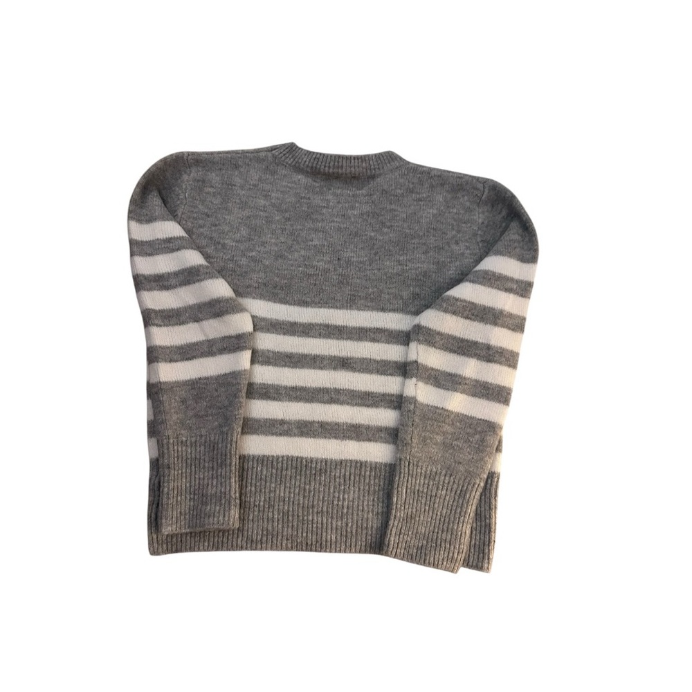 Karen Kane Gray and White Striped Crewneck Sweater - Picture 3 of 5